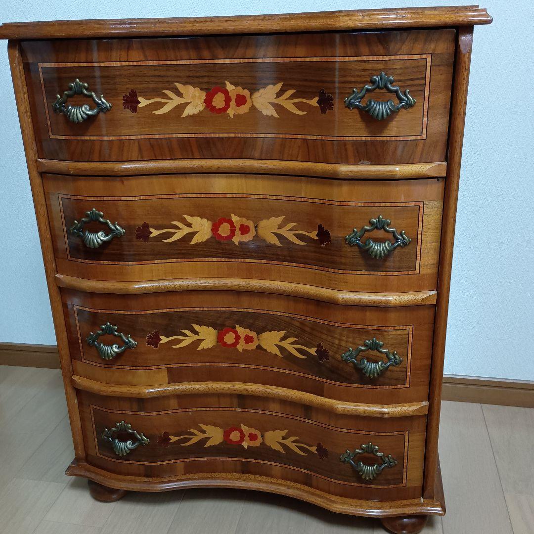 イタリア製 タロッコ モーレンス 4段チェスト 象嵌 アンティーク
