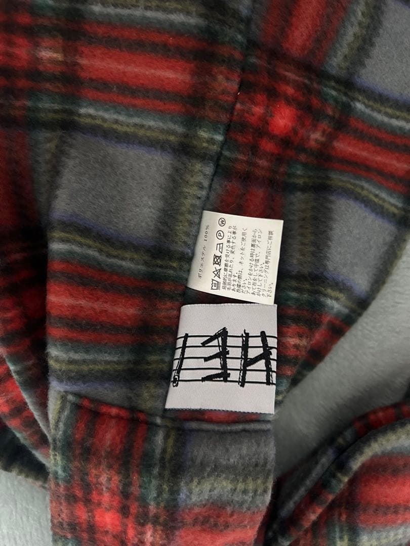 HEIHEI リボンマフラー　ヘイヘイ　チェック　グレー　赤　タグあり