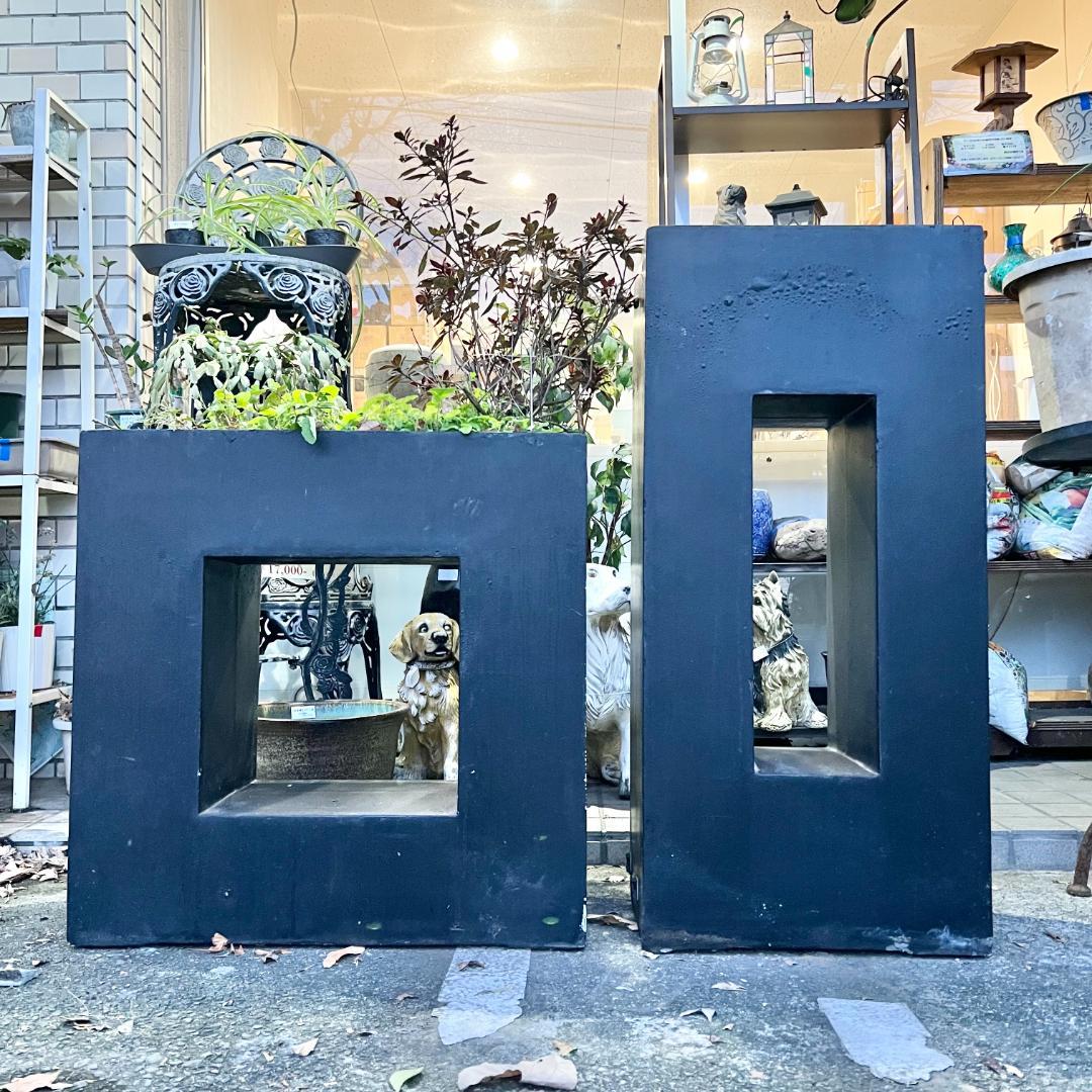 i＊【 2個セット 】ガーデンポット ガーデンインテリア 大・小セット ブラック