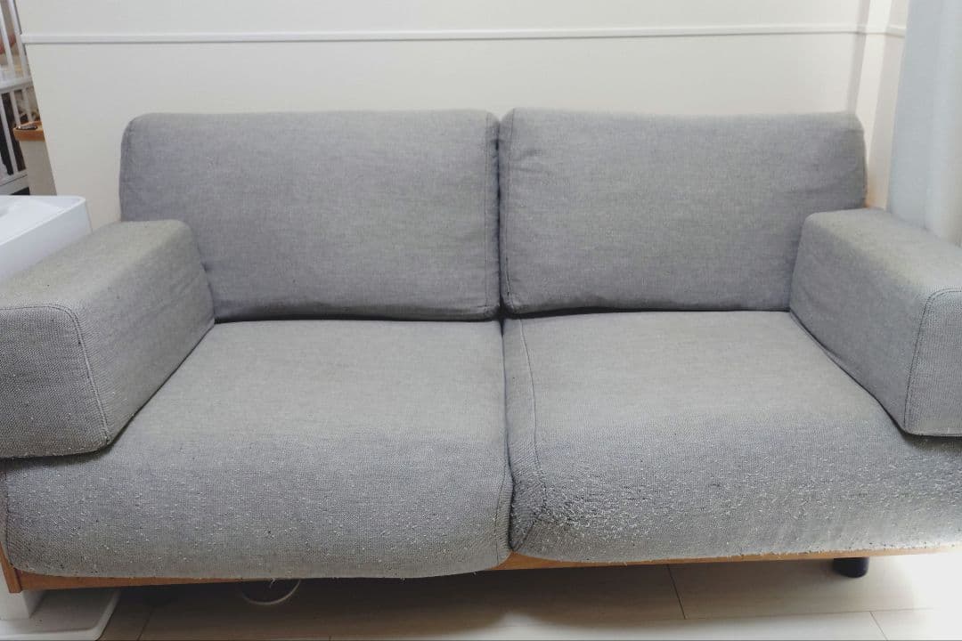 【引越しのため底値】無印良品 廃盤希少品 オーク材突板2.0シーター北欧風ソファ