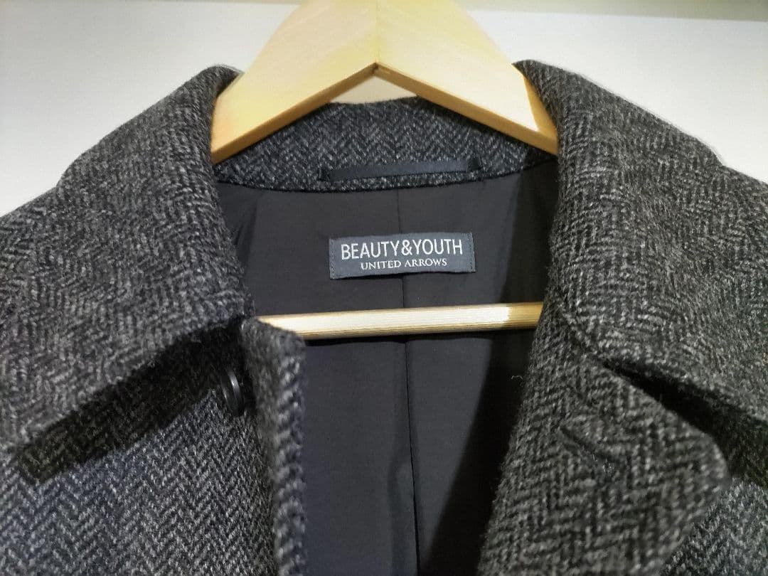 （超美品）BEAUTY&YOUTH ステンカラーコート MOONツイード グレー