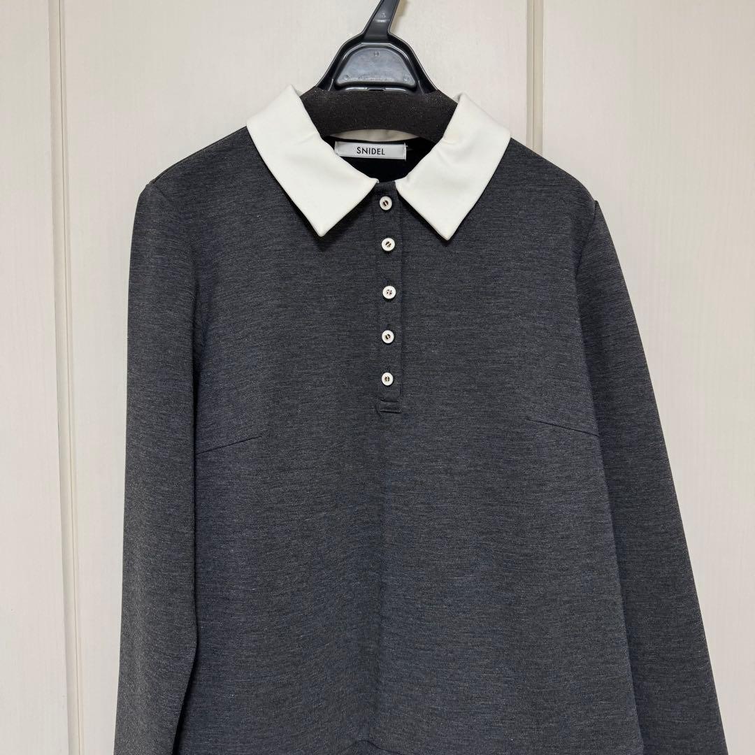 SNIDEL 衿つきプリーツカットミニワンピース GRY 1