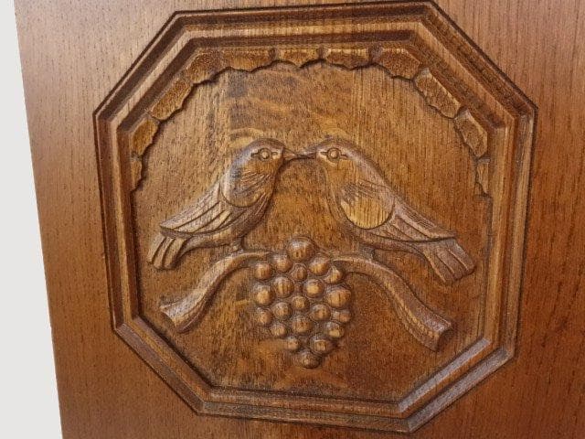 北海道手作り小物　ナラ材　バードハンガー２羽　ＤＵＸ木彫彫刻