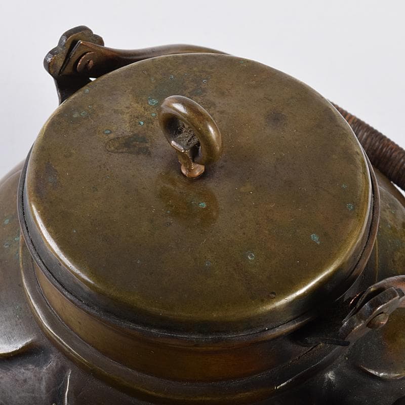 煎茶道具　黄銅　湯沸し　急須　時代箱付　D　R7771