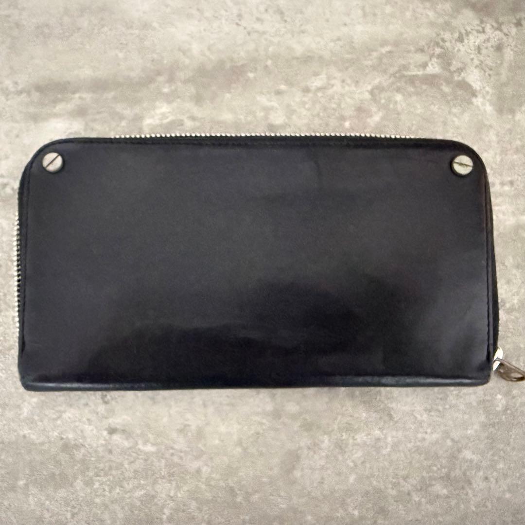 BALENCIAGA ブラックレザー 長財布 メタルファスナー