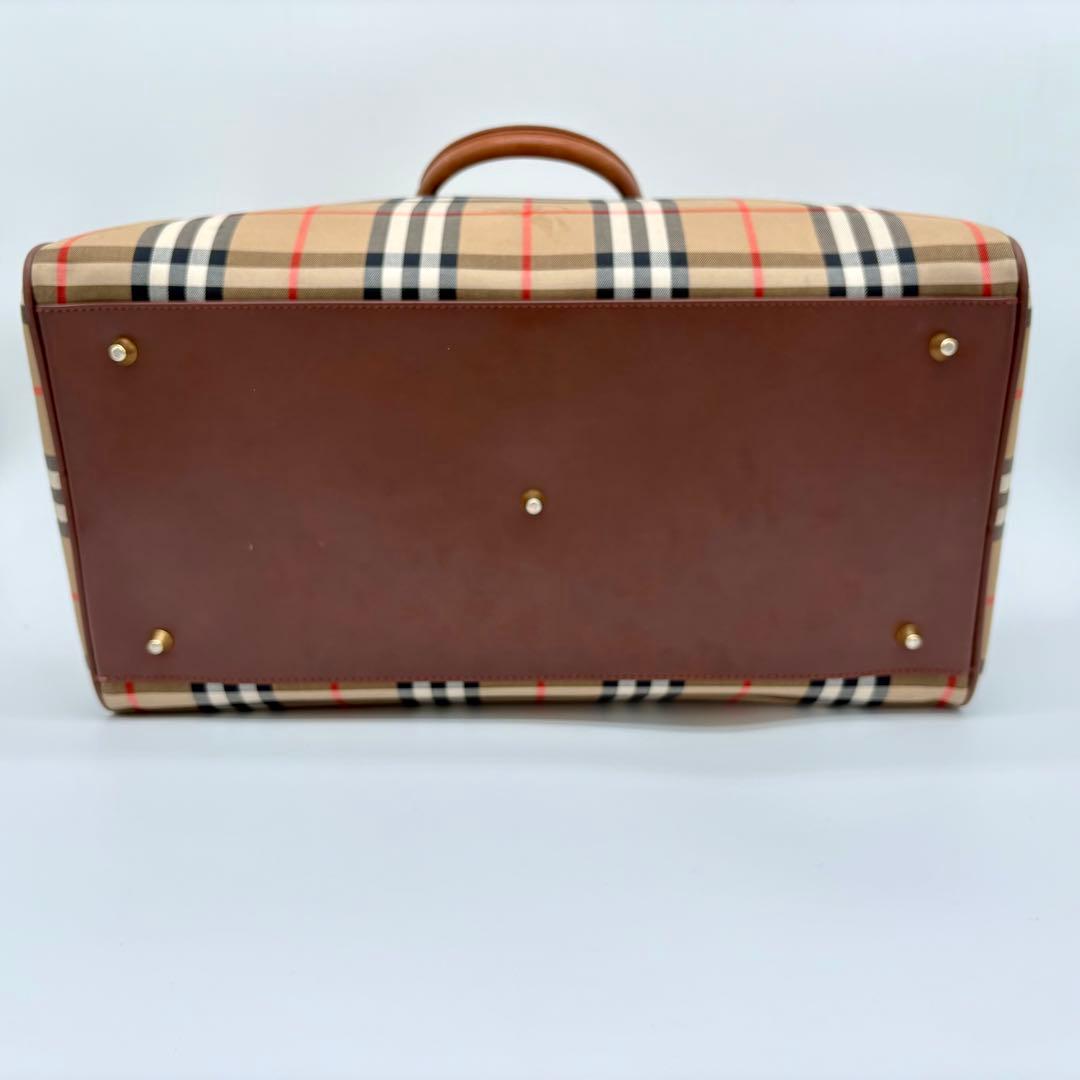 美品 BURBERRY ボストンバッグ レザー ノバチェック シャドーホース