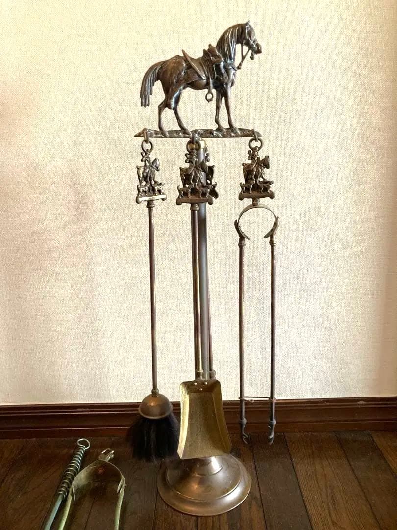 英国製ヴィンテージ 馬デザインのファイヤーツール 暖炉用火かき棒