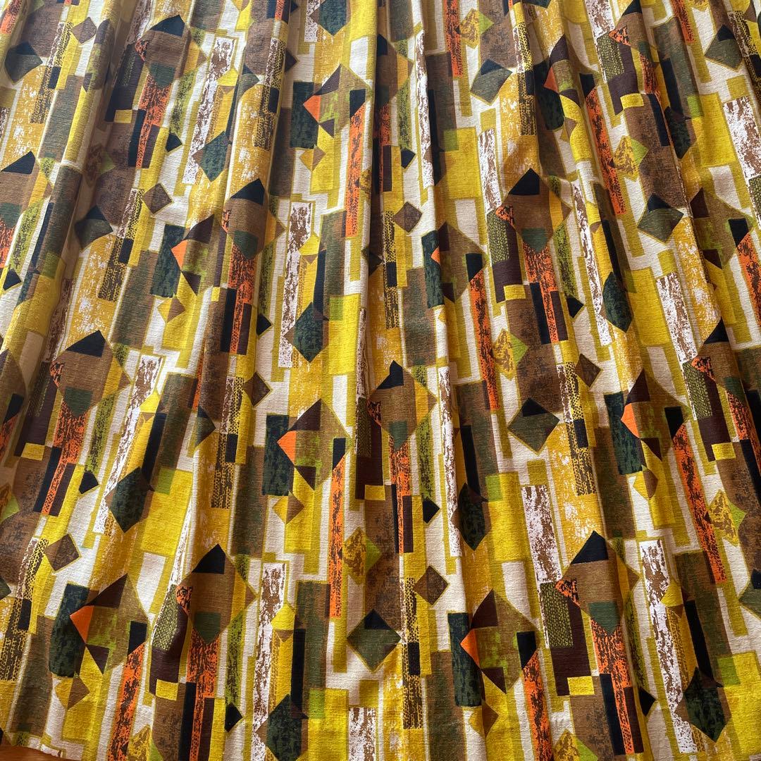 美品BIG！50sアメリカアンティーク　ミッドセンチュリー生地カーテUSAモダン