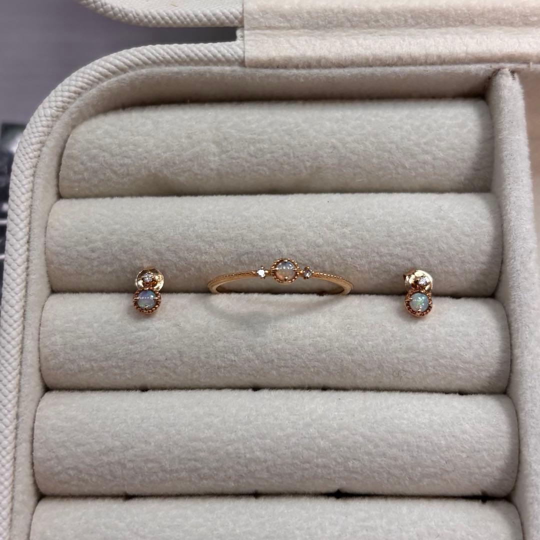 購入証明書付 Jouete k10 リング ピアス ダイヤモンド オパール