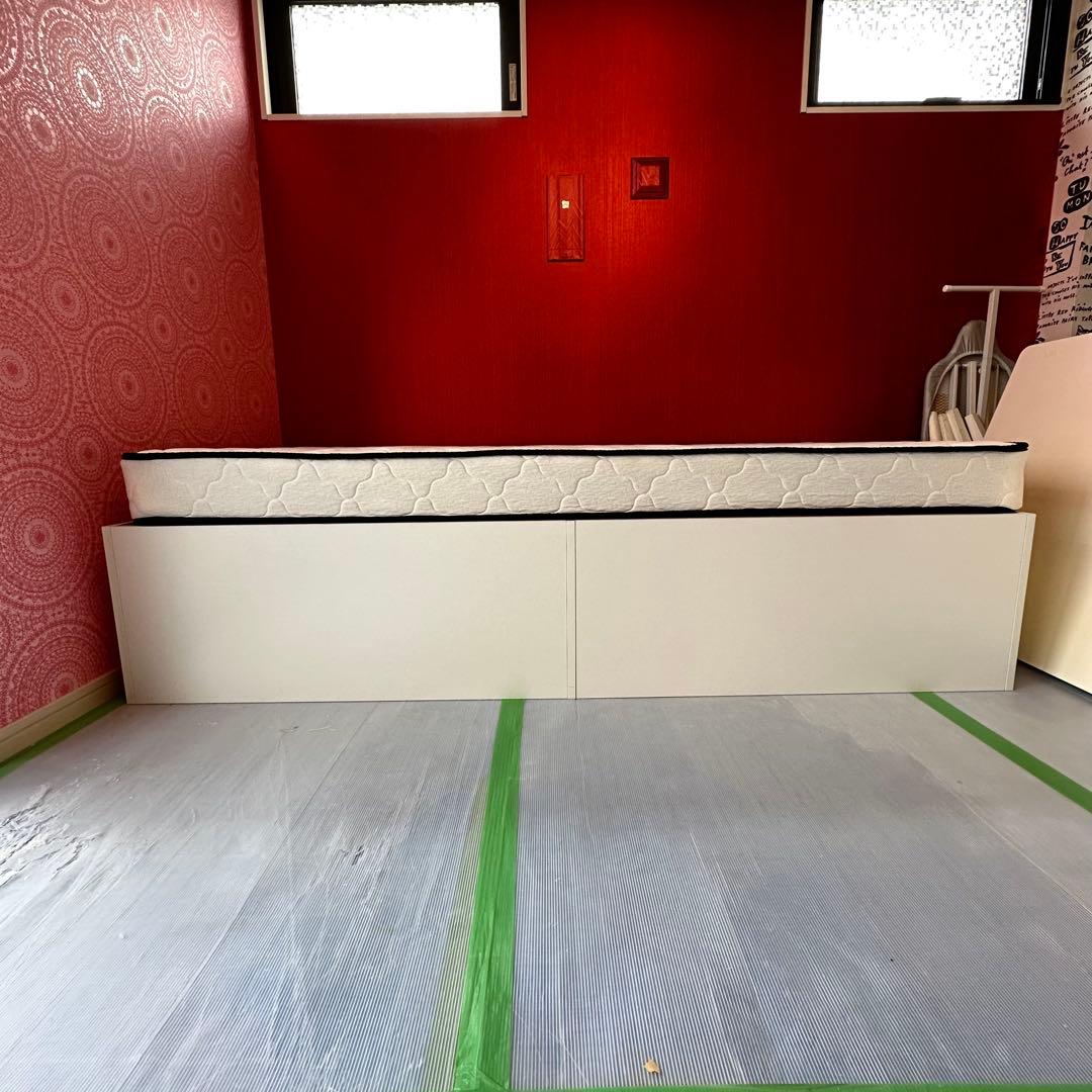 ボンネルコイルマットレスシングルベッド収納付
