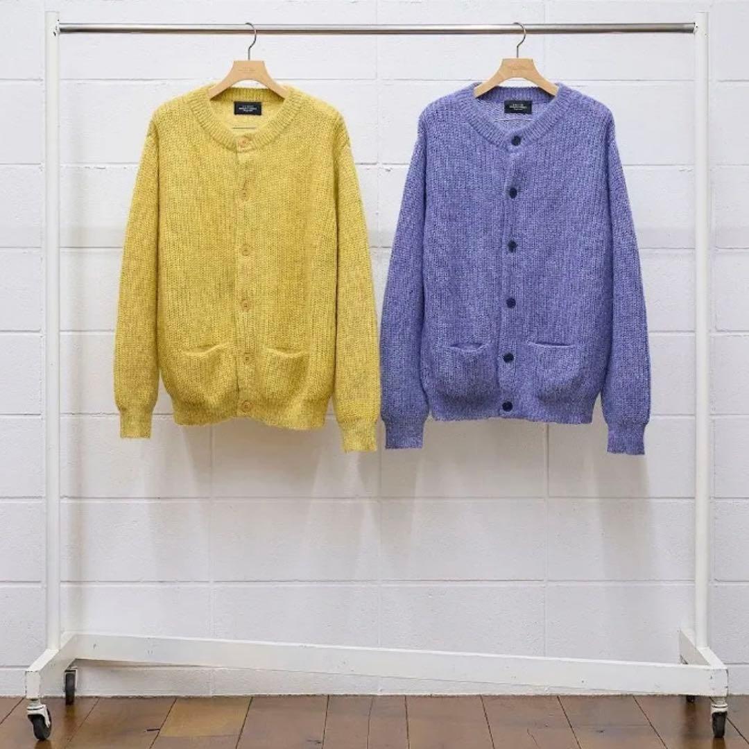 【新品・3】UNUSED モヘア クルーネック カーディガン US2077 青