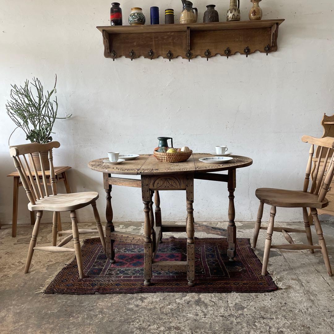 SETSUアンティーク　ゲートレッグテーブル ドロップリーフテーブル 剥離