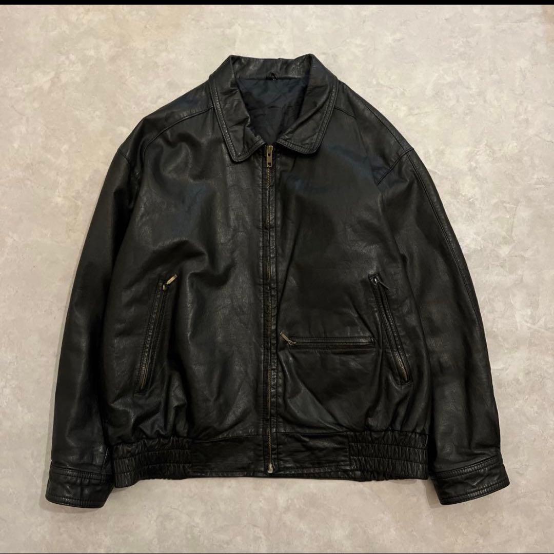 ジャケット・アウター VINTAGE COW LEATHER JACKET BLACK
