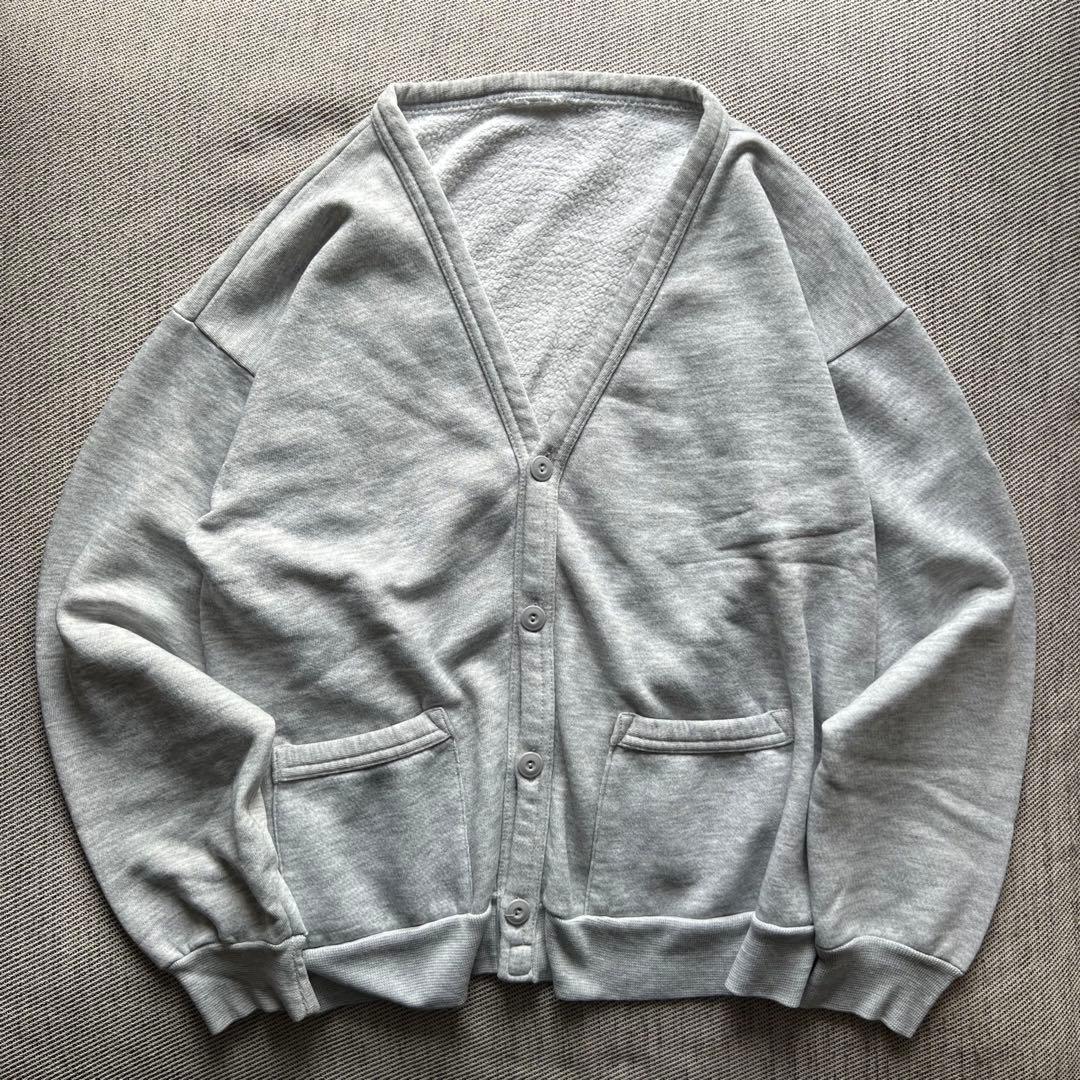 90s JERZEES USA製 スウェットカーディガン 無地 ソリッド グレー
