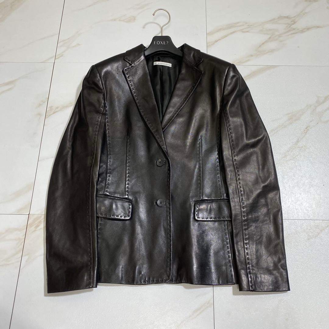 極美品♡ホメオスタイル イタリアンラムレザージャケット 最高級羊革 スティッチ