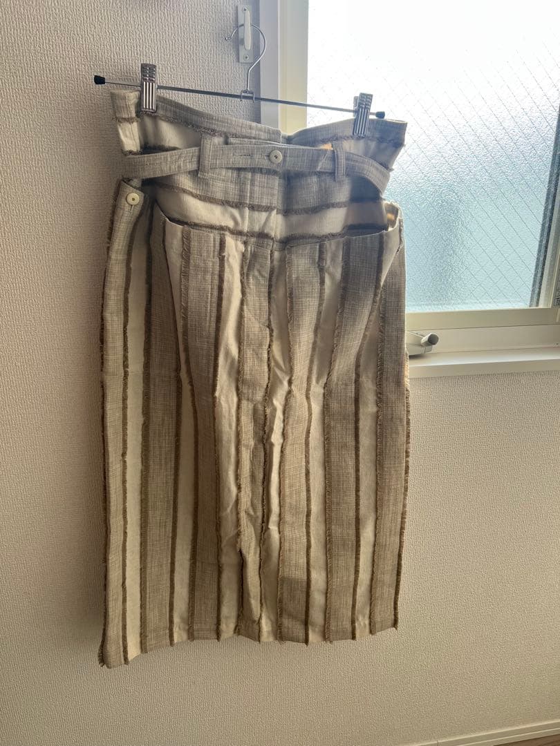 イッセイミヤケ　フリンジストライプ スカート