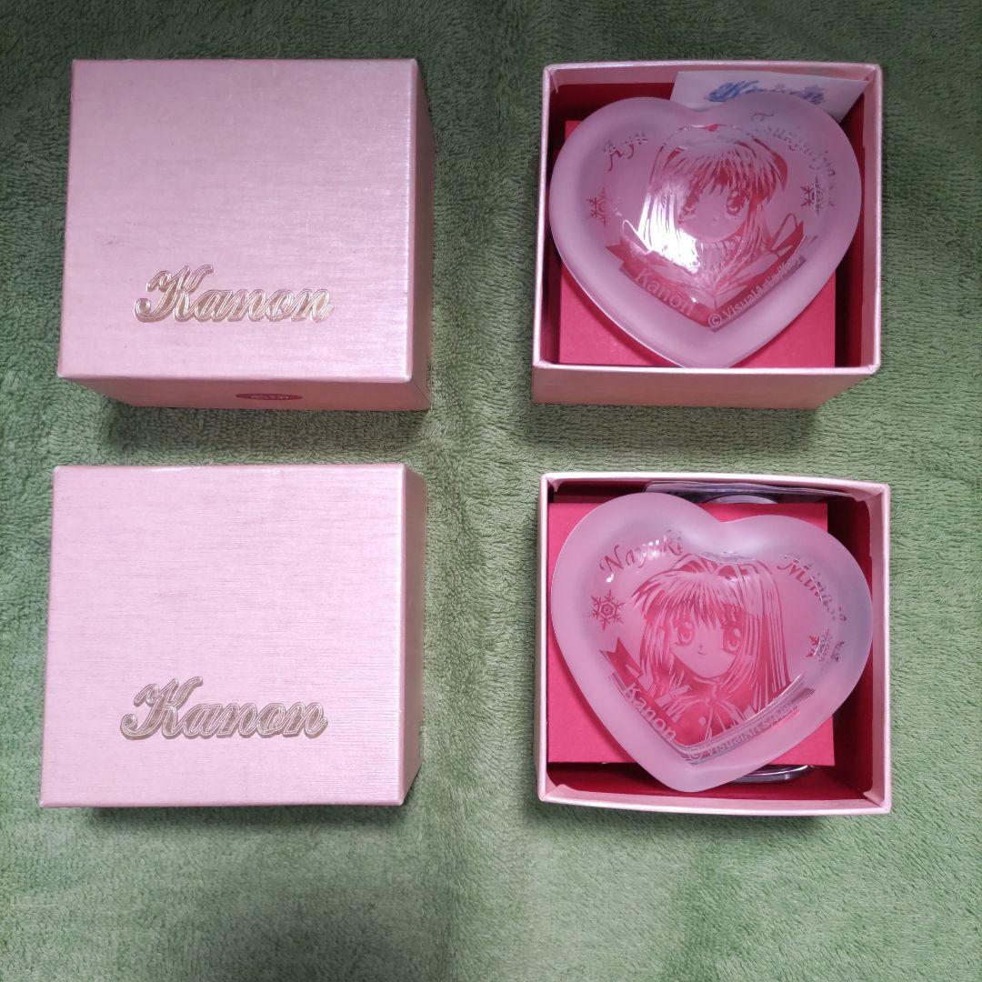 激レア 未使用 あゆ 名雪 ハート型 エッチングガラスケース 小物入れ