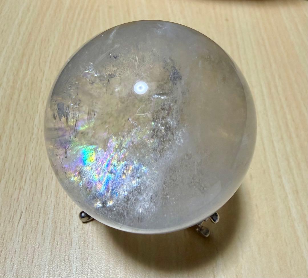 【貴重】約6.2cm！虹有り アイリスクォーツ スフィア 天然石 丸玉 水晶
