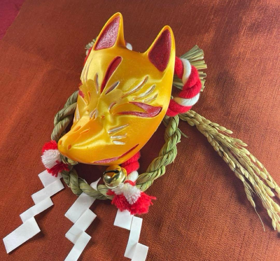 大金運　お狐様超特大サイズ　注連縄稲穂付き
