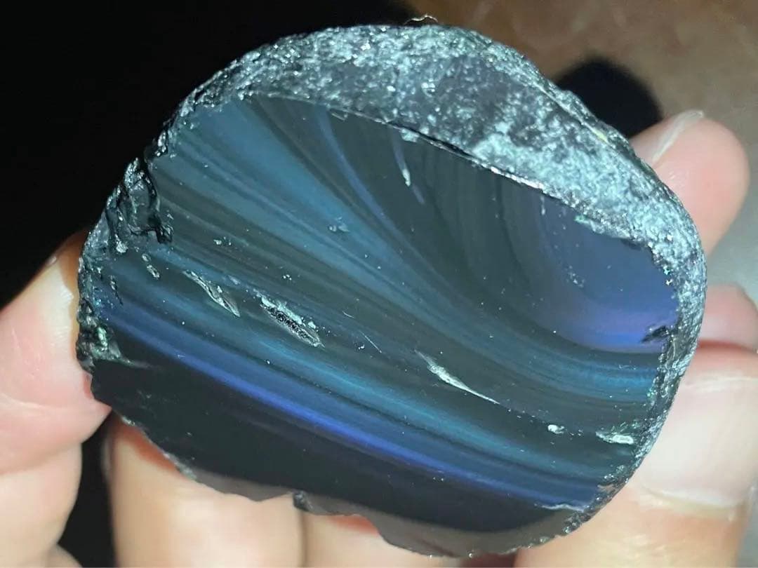 研磨品　十勝石玲瓏　複合色　レインボーオブシディアン