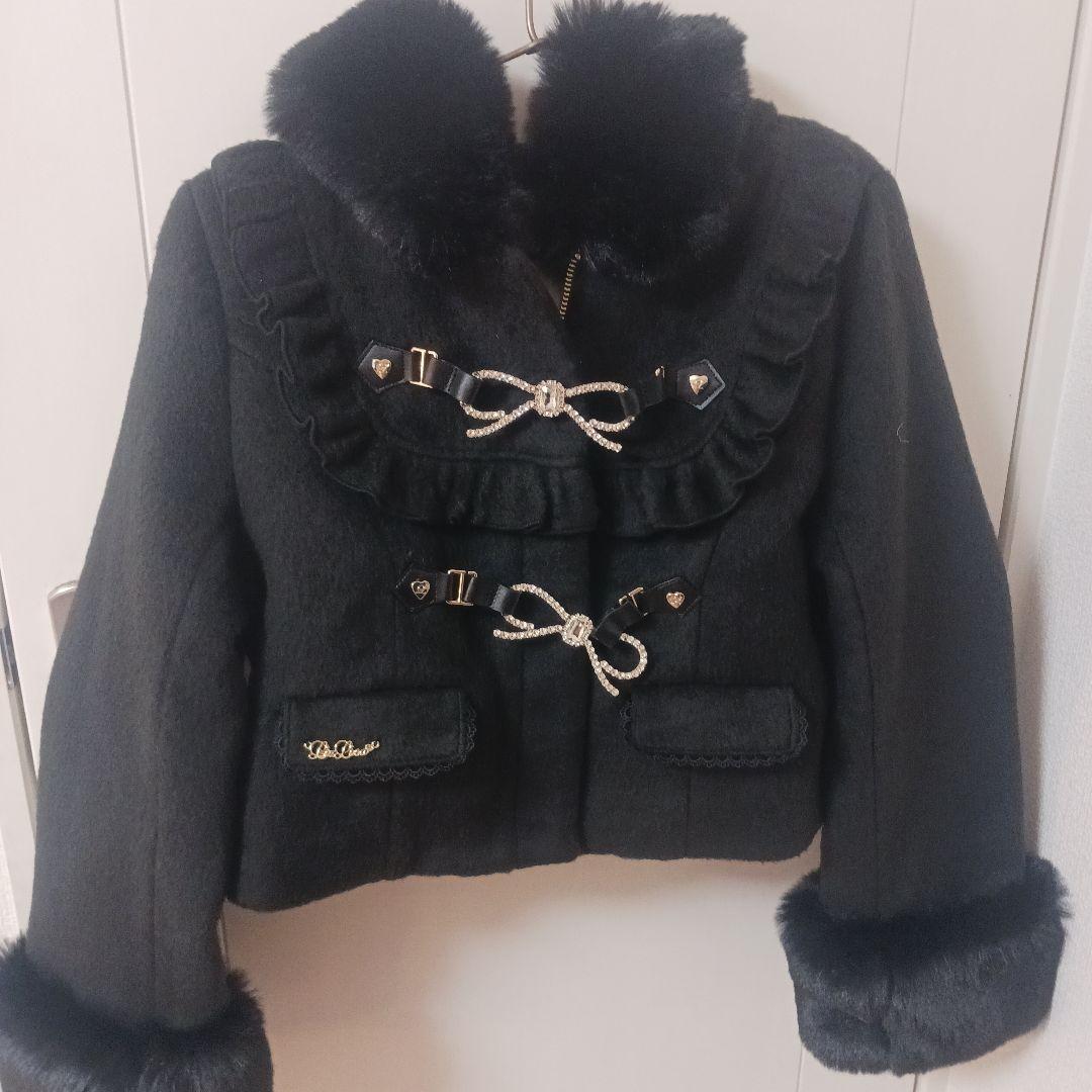 LIZ LISA　ビジューリボンショートフードコート ブラック