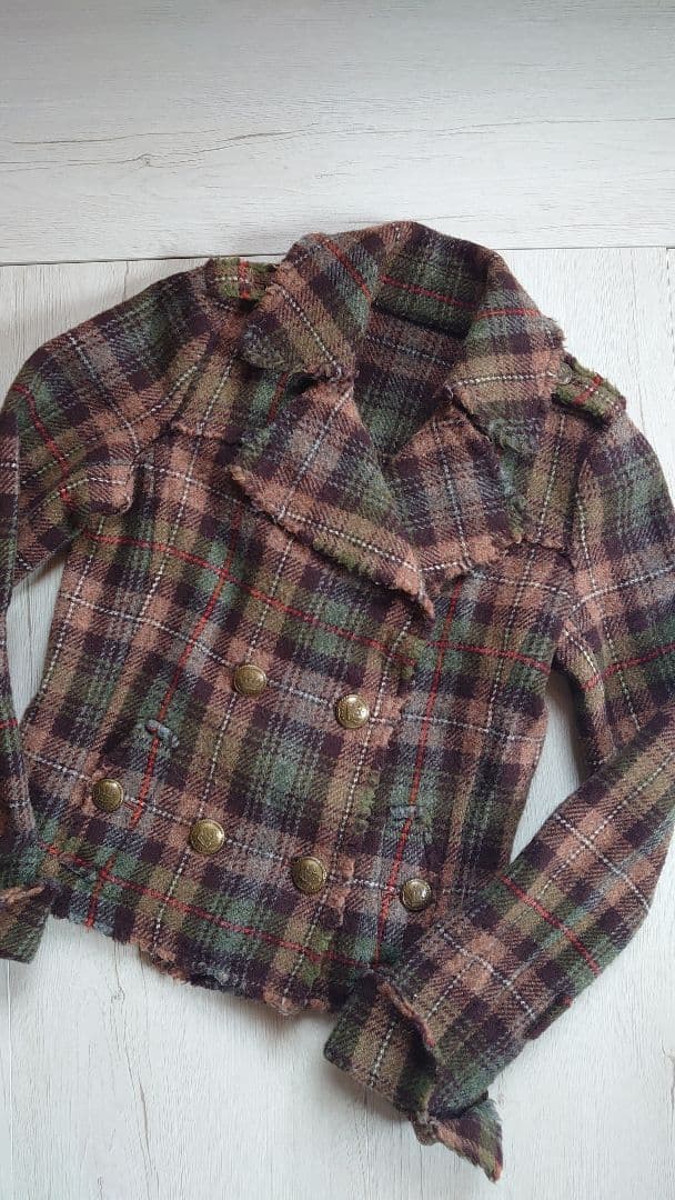 BURBERRYブルーレーベル　チェック柄ミリタリージャケット