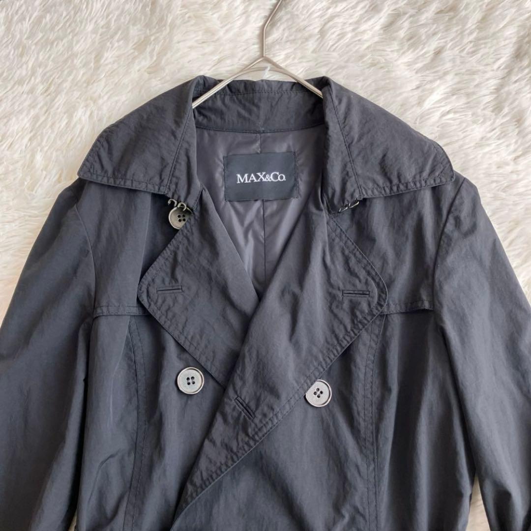 美品 マックスマーラ アンドコー Aライン ロングトレンチコート ベルト 黒