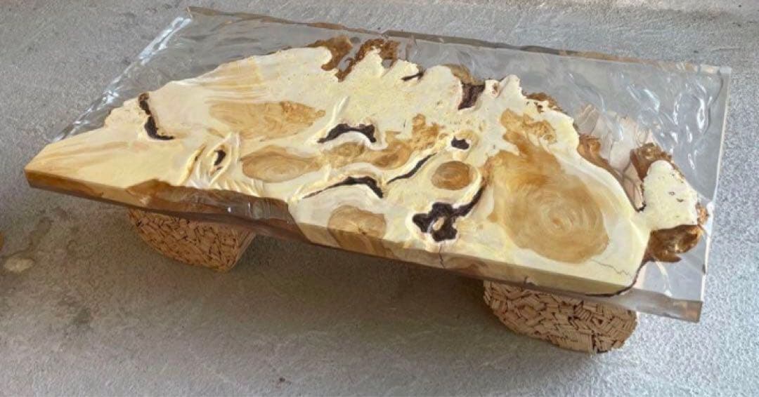 【♡YURIA♡】レジンテーブル 一点物 銀杏 クリスタル ハンドメイド