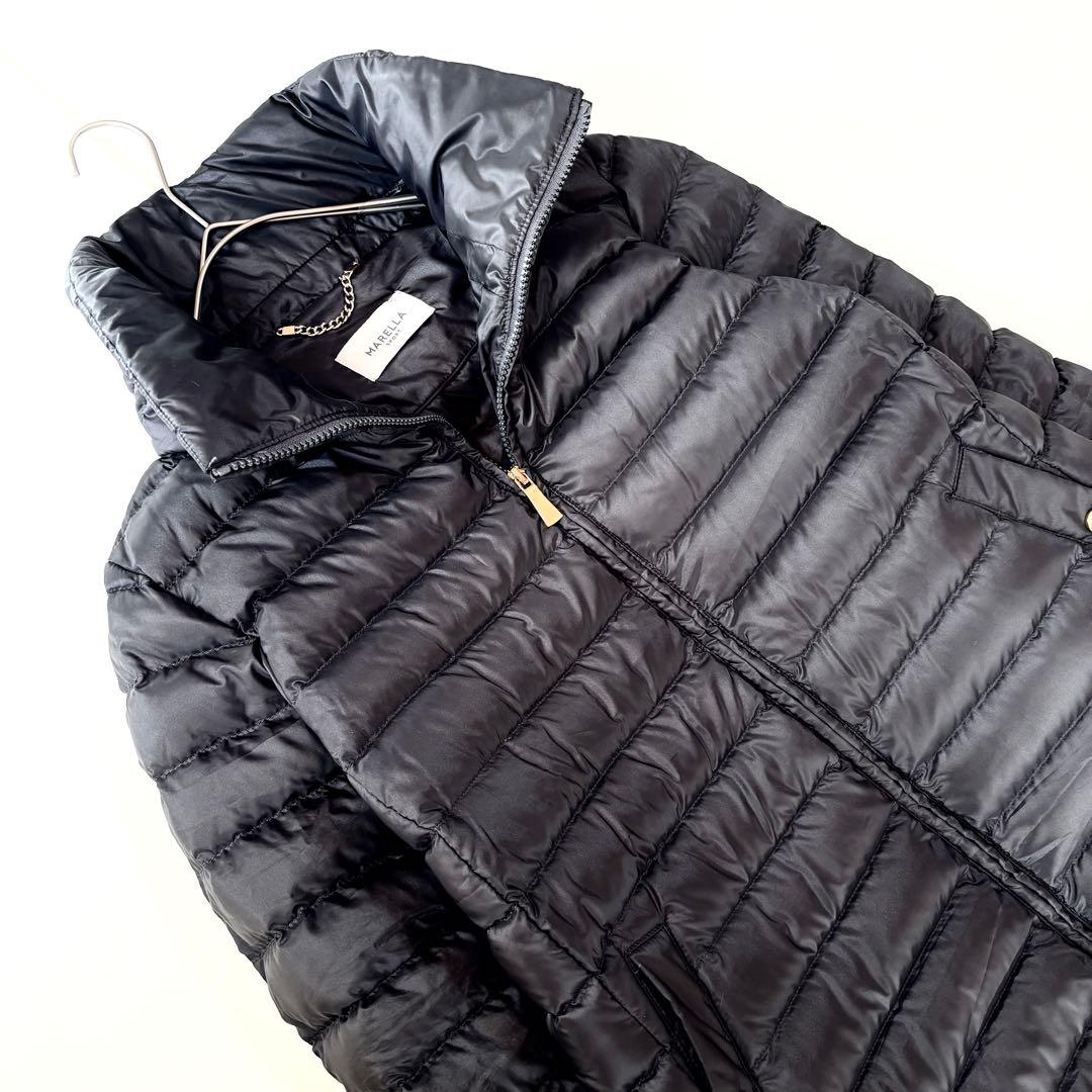 美品✨マックスマーラ　ダウンコート　異素材切替　ニット袖　ブラック　42