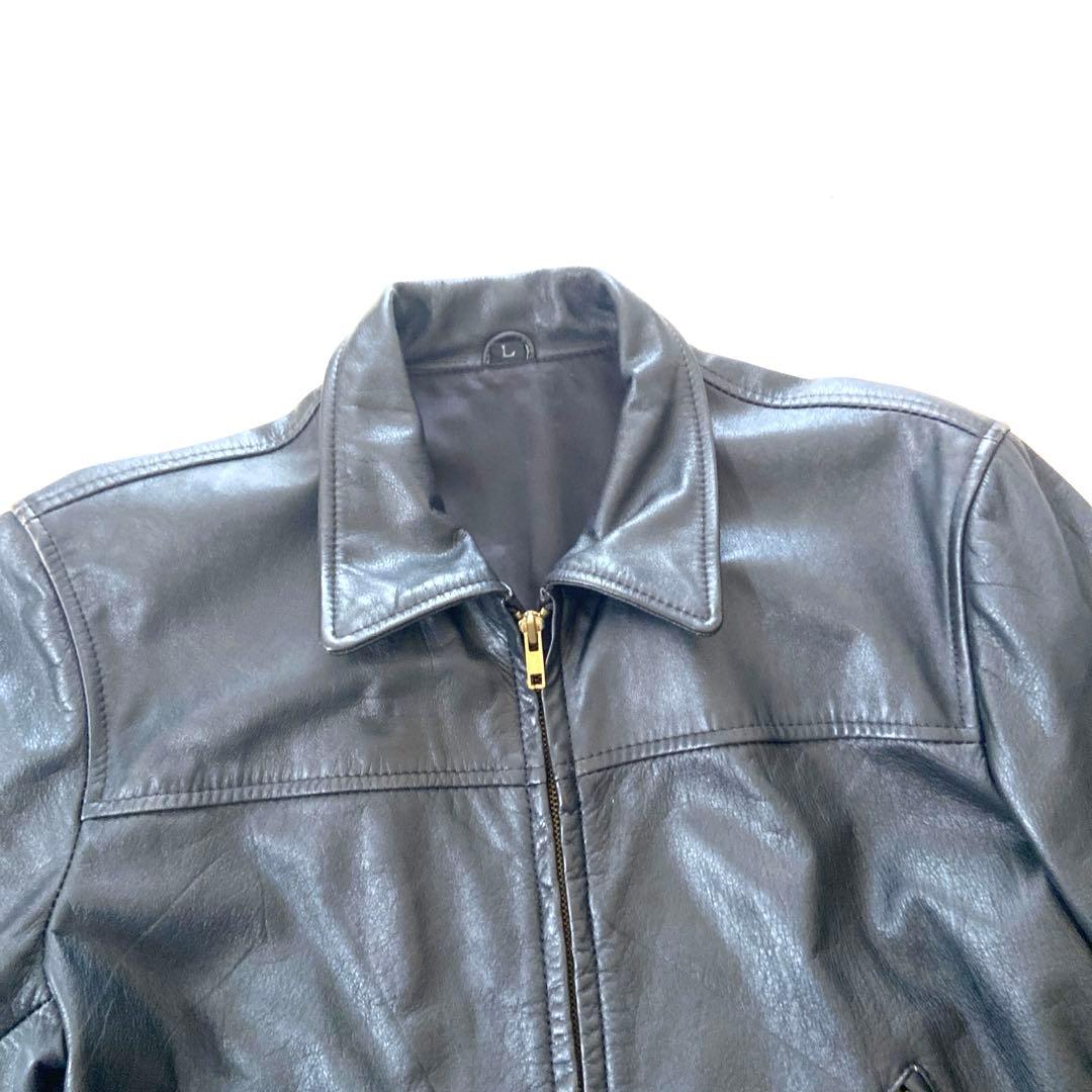 【こうき】短丈　レザージャケット　牛革　シングル　襟付き