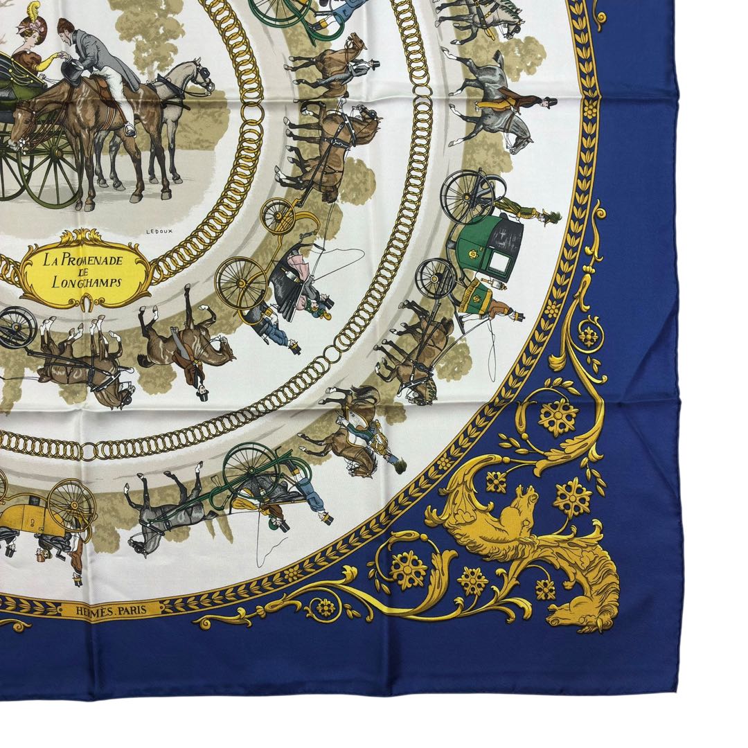 HERMES カレ90 シルク スカーフ ロンシャンへの散歩 ストール マフラー