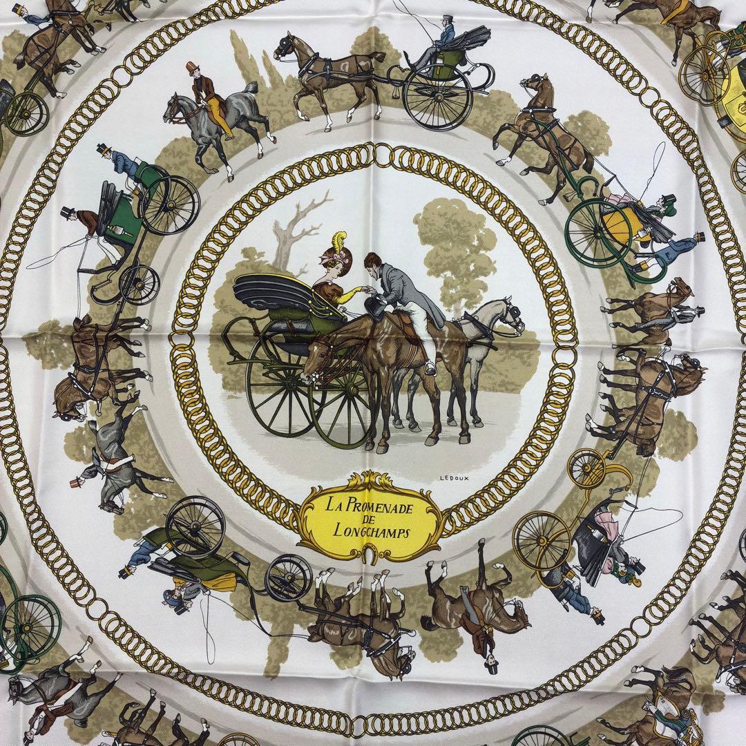 HERMES カレ90 シルク スカーフ ロンシャンへの散歩 ストール マフラー