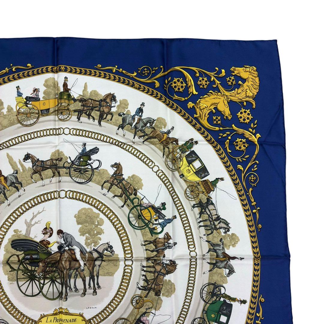 HERMES カレ90 シルク スカーフ ロンシャンへの散歩 ストール マフラー
