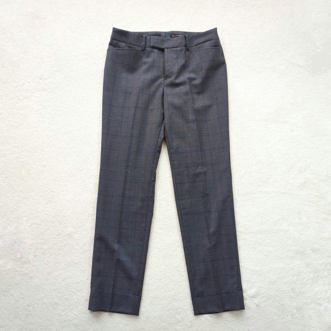 美品☆ HILTON Super 110 グレー チェック柄 パンツスーツ L