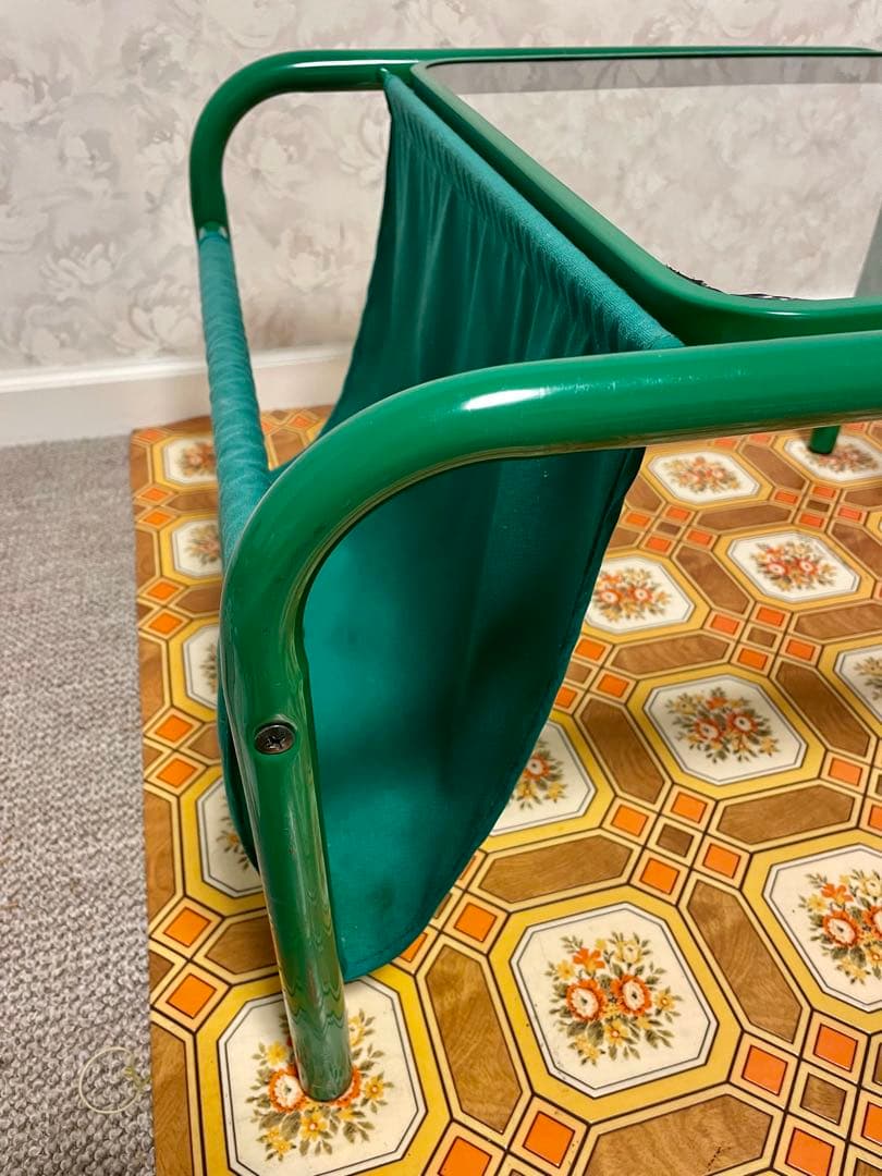 昭和レトロ レトロポップ　ローテーブル 当時物 インテリア　パイプガラステーブル