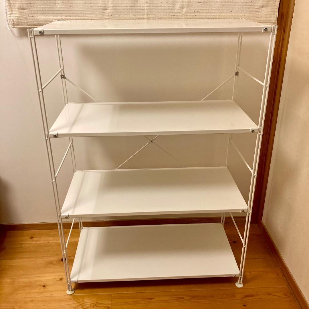 【無印良品】スチールユニットシェルフ・スチール棚セット・ワイド・中・ライトグレー