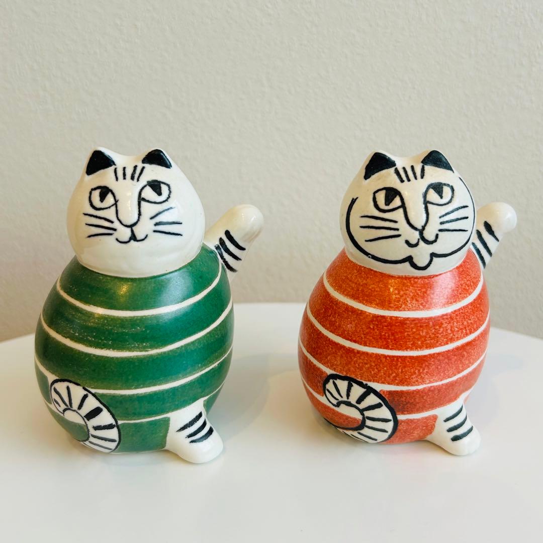 リサラーソン　スウェーデンの まねくねこ　限定グリーン　赤