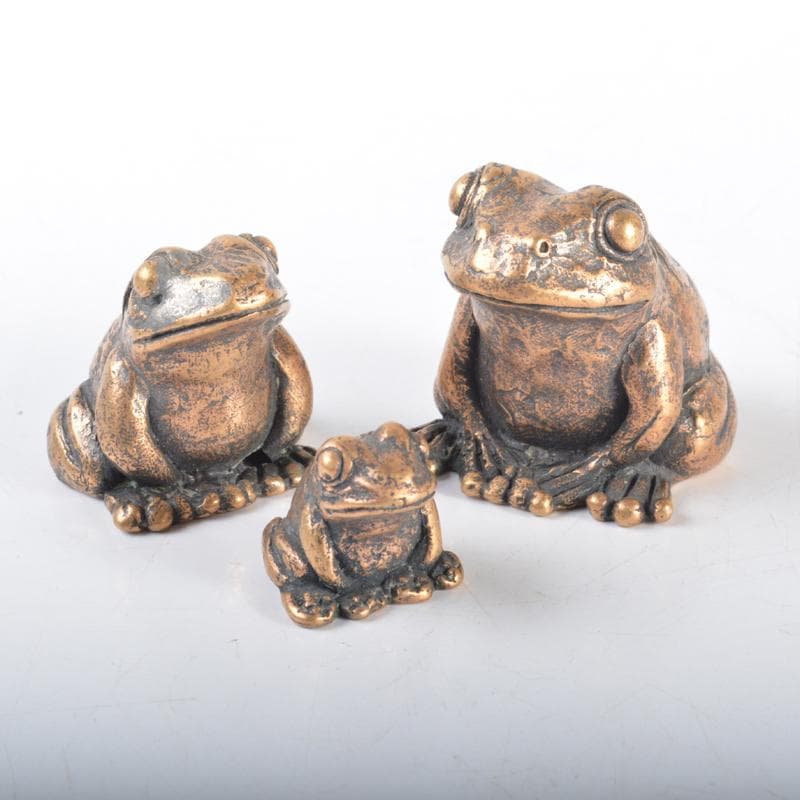 中国　古銅　蛙　紙鎮　置物　3点　N　4218