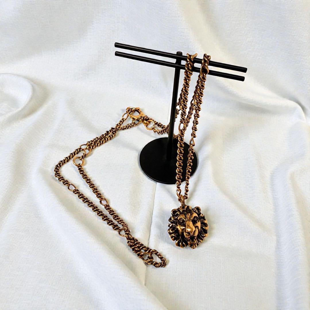 D*a様 GUCCI グッチ ライオンヘッド ゴールドネックレス アニマル ペン