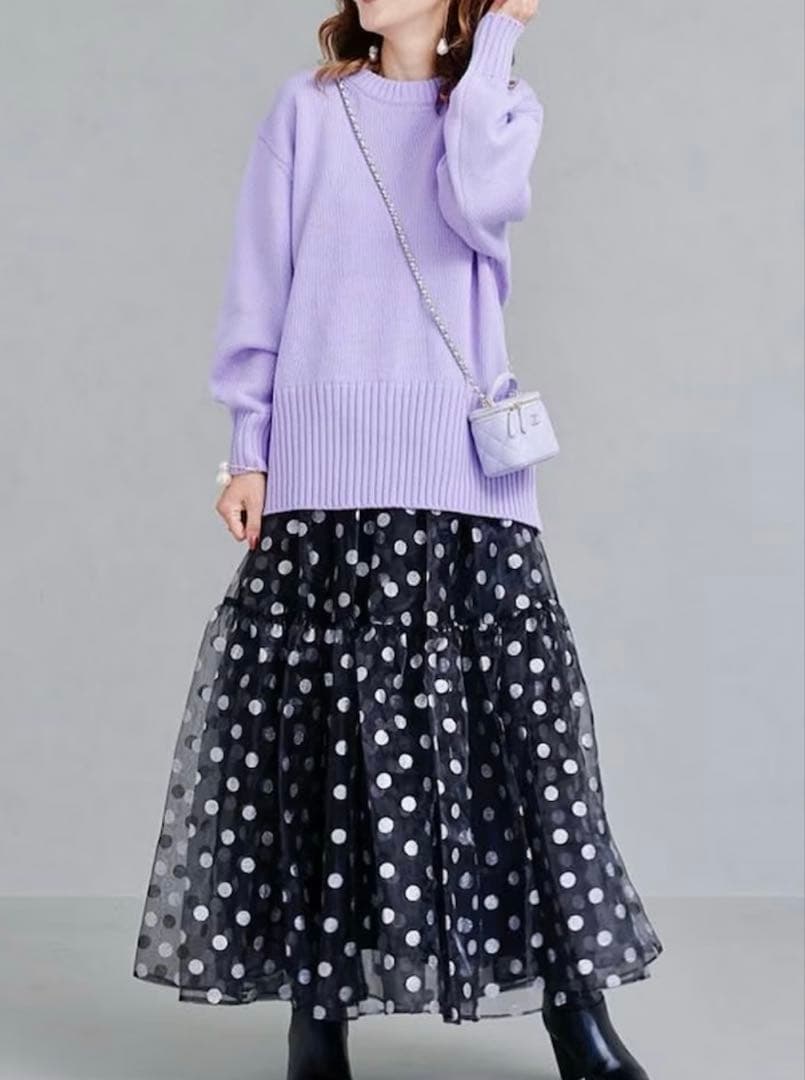 新品未使用　OBLI シルバードットオーガンジースカート