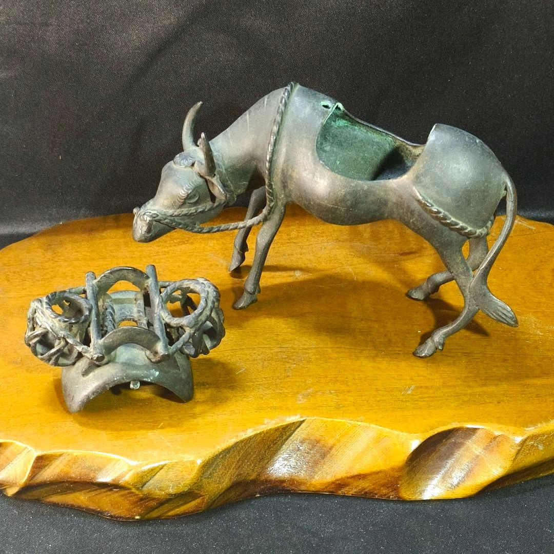 茶道具 唐金 水牛香炉 中国骨董 置物 古美術 旧家蔵出し コレクター放出 桐箱