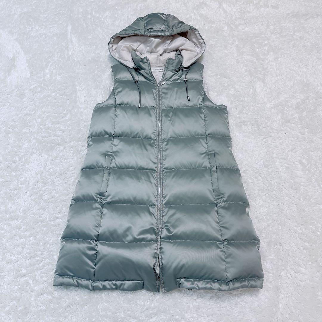 美品 blancvert ブランベール ダウンベスト ミドル丈 フード 2way
