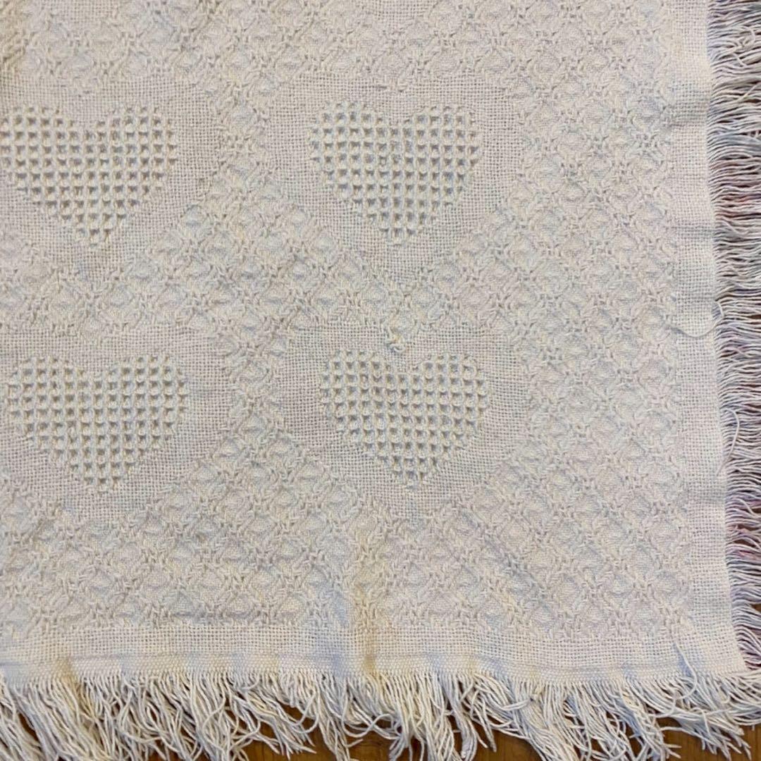 大人可愛い ハート×花柄 淡色パステル ゴブラン織 ラグ 133×111