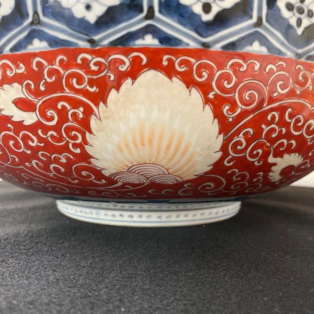 江戸時代　有田焼　古伊万里　錦手　金彩赤絵　『特大』 ‼️大鉢　直径37cm