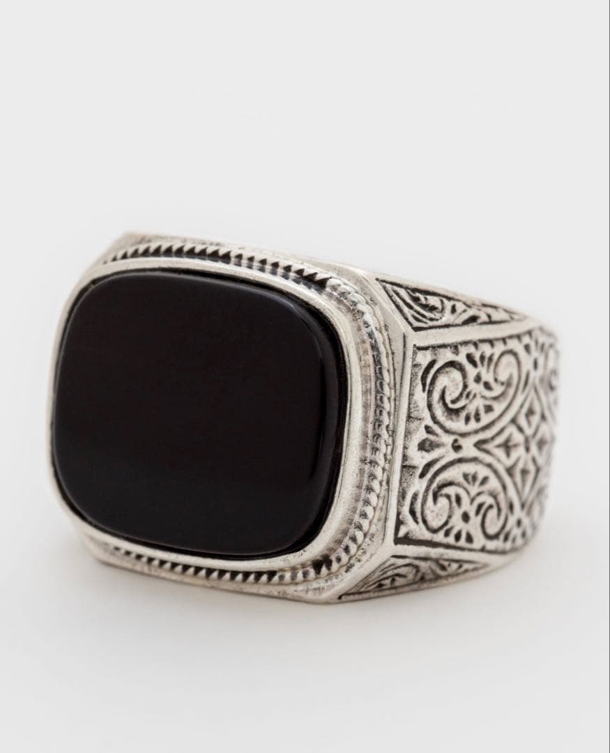 価格相談可　Gerochristo ブラックオニキス シルバーリング　約19号