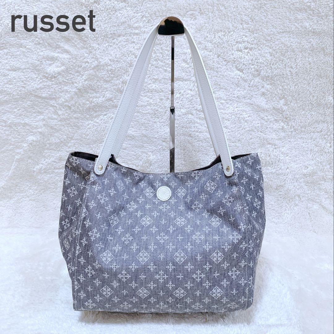 【うめちゃん】ほぼ未使用♪ russet デニムプリント トートバッグ