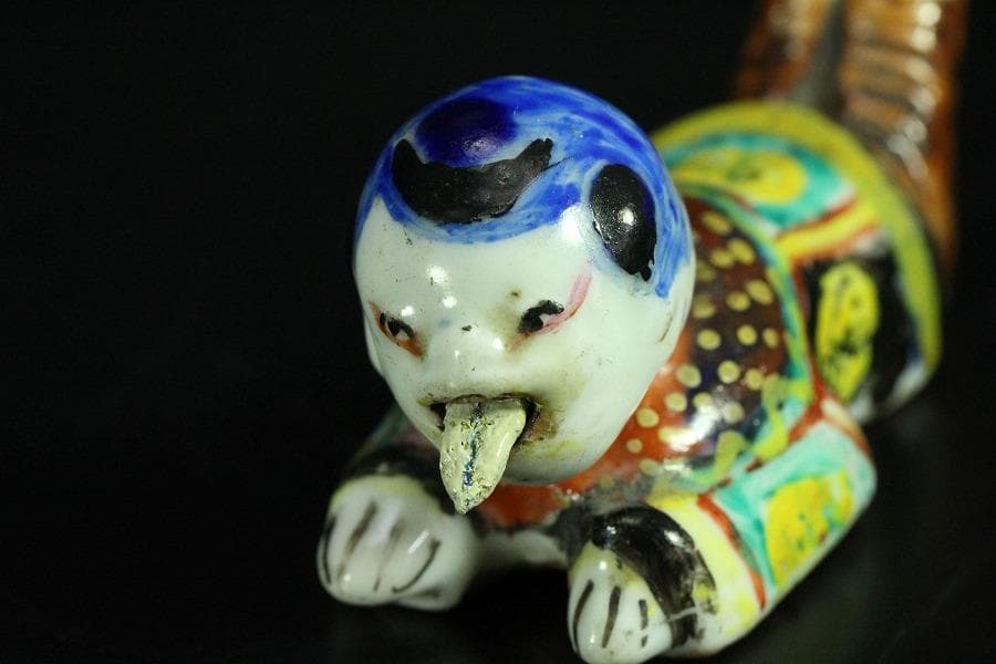 古平戸 唐子 舌出し 首振り 人形 希少 時代物(K-YC456)