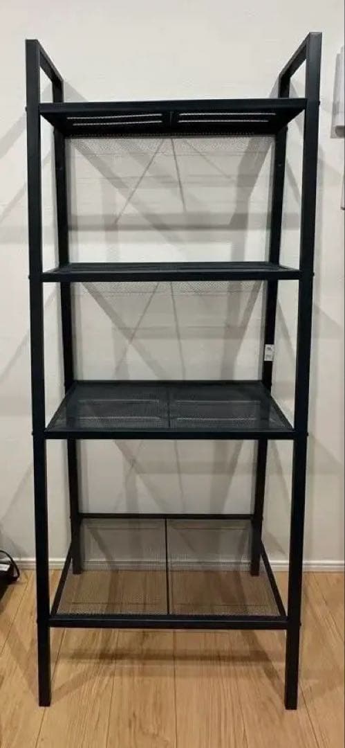 オープンシェルフ アイアンラック 4段 ダークグレー メッシュ棚