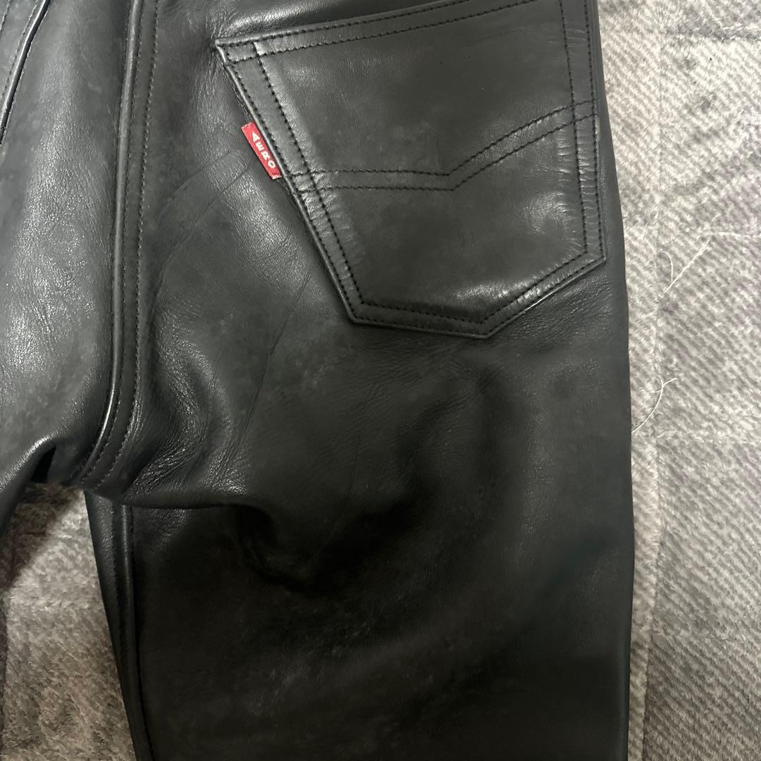 Aero 黒 レザー パンツ 32