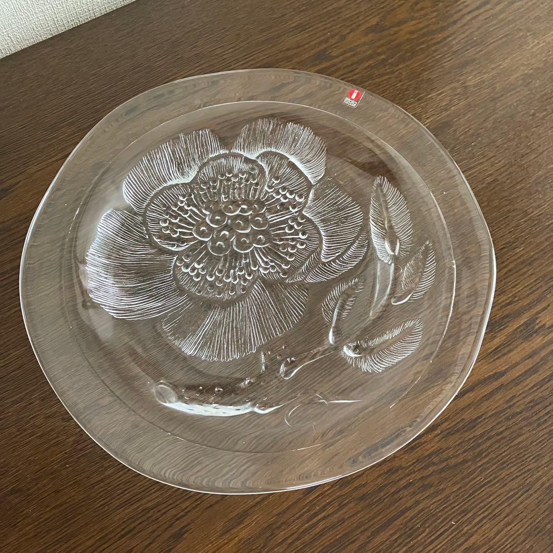 イッタラ　オイバ・トイッカ　ピオニ　ガラスプレート　約25.5〜26㎝　旧ロゴ